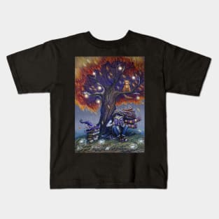 Young witch reading magic book Kids T-Shirt